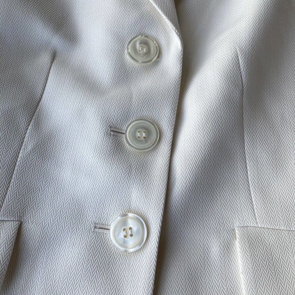 Vintage Evan-Picone Women’s Size 6 Ivory White Polyester Button Up Jacket Blazer - Picture 3 of 7